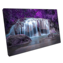 Load image into Gallery viewer, Enchanting Woodland Waterfall Canvas Art Print: Mystical Purple Foliage for Home & Office Decor - Print Store