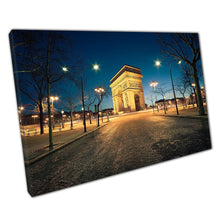 Load image into Gallery viewer, Arc De Triomphe Night Photography Canvas Print - Paris Landmark Wall Art for Home Office Decor - Print Store