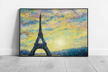 Load image into Gallery viewer, Abstract Eiffel Tower Wall Art Print - Paris Landmark Surrounded By Spring Florals Framed Decor - Print Store