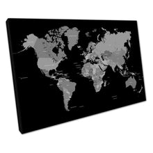 Load image into Gallery viewer, Monochrome World Map Canvas Art - Ready to Hang Wall Decor for Home or Office - Print Store