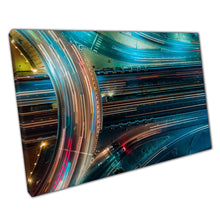 Load image into Gallery viewer, Aerial Long Exposure Road Traffic Canvas Art Print - Urban Motorway Photography for Home & Office Decor - Print Store