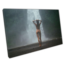 Load image into Gallery viewer, Bali Waterfall Wall Art Canvas Print Beautiful Woman in Wanderlust Exploration for Home Office Decor - Print Store