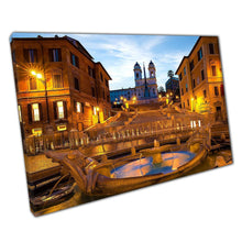 Load image into Gallery viewer, Canvas Print of Piazza di Spagna in Rome at Sunrise - Warm Illuminated Landmark Wall Art for Home Office Decor - Print Store