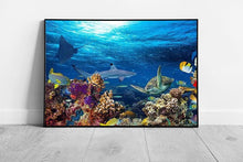 Load image into Gallery viewer, Coral Reef Sea Life Wall Art Print Shark Stingray Tropical Fish Sea Turtle Framed Ocean Decor - Print Store