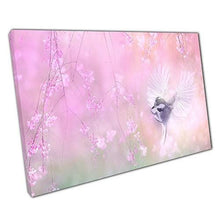 Load image into Gallery viewer, Bird Canvas Print Flying to Pink Flowing Branches Ready to Hang Wall Art for Home Office Decor - Print Store