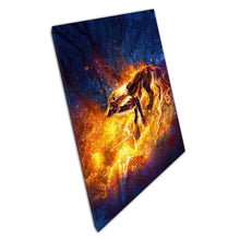 Load image into Gallery viewer, Abstract Fantasy Wolf Canvas Wall Art Print - Fiery Woodland Decor for Home Office - Print Store
