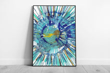 Load image into Gallery viewer, Vivid Abstract Expressionist Wall Art: Wild Blue & Gold Framed Print - Modern Home Decor - Print Store
