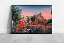 Load image into Gallery viewer, Abstract Colourful Textured Style Landscape At Dusk Inspired Wall Art Print on Paper Framed Picture print - Print Store