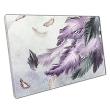 Load image into Gallery viewer, 3D Purple &amp; Grey Bird Feather Illustration Canvas Print: Abstract Wall Art for Home Office Decor - Print Store
