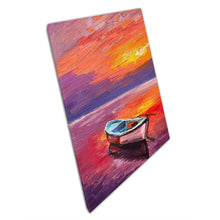 Load image into Gallery viewer, Abstract Seascape Canvas Print  Textured Brushstroke Sunset with Boat Home Office Decor - Print Store

