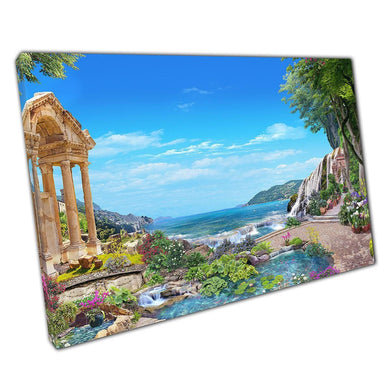 3D Digital Art Canvas Print of Ancient Roman Garden  Lake Wall Decor for Home Office - Print Store