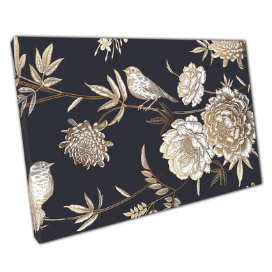 Birds  Florals Wall Art Print on Canvas  Peonies Jasmine Roses Decor for Home  Office - Print Store