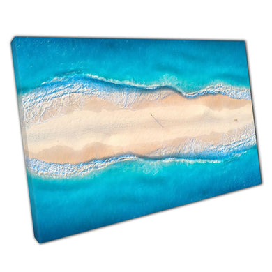 Aerial View Gold Sand Beach Canvas Wall Art  Zanzibar Ocean Decor for Home  Office - Print Store