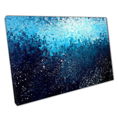 Abstract Expressionist Mosaic Wall Art: Blue Tones Digital Print for Home & Office Decor - Print Store