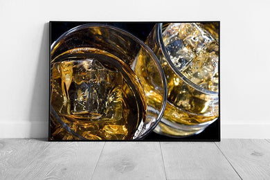 Whisky On The Rocks Bar Photography Wall Art Print - Framed Alcoholic Drinks Decor - Print Store
