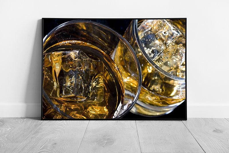 Whisky On The Rocks Bar Photography Wall Art Print - Framed Alcoholic Drinks Decor - Print Store