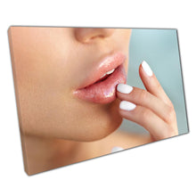 Load image into Gallery viewer, Beautiful Woman Touching Plump Pink Lips  Canvas Wall Art Print for Home  Office Decor - Print Store
