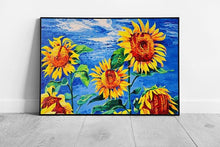 Load image into Gallery viewer, Vibrant Sunflower Abstract Oil Painting: Floral Wall Art Print for Summer Nature Home Decor - Print Store
