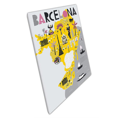 Barcelona Illustrated City Map Canvas - Colorful Wall Art for Home, Office, Travel Lovers & Decor - Print Store