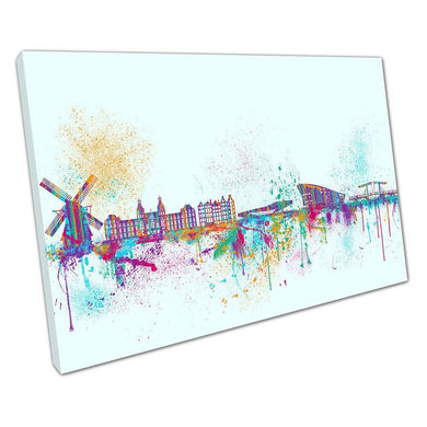 Amsterdam Skyline Spray Paint Canvas Art Print  City Landmarks Wall Decor for Home  Office - Print Store