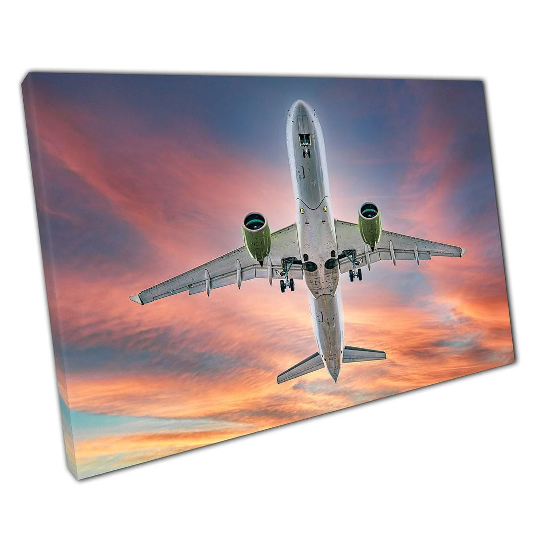 Aviation Wall Art: Commercial Airplane Canvas Print - In-Flight Sunset Scene for Home or Office Decor - Print Store