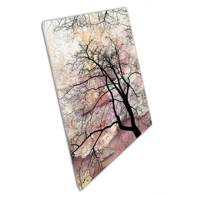 Abstract Pink Sky with Black Tree Silhouette Canvas Art - Minimalist Nature Wall Decor for Home Office - Print Store