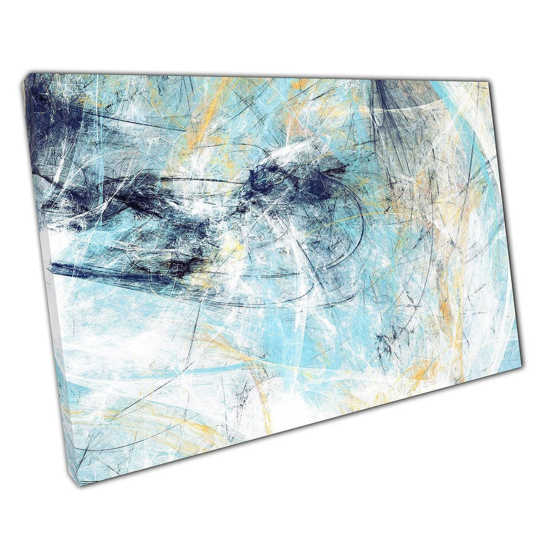 Abstract Blue Yellow White Canvas Wall Art Print for Home Office Decor - Print Store
