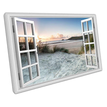 Load image into Gallery viewer, Crantock Beach Sand Dunes Canvas: Framed English Seaside Wall Art for Home &amp; Office Decor - Print Store
