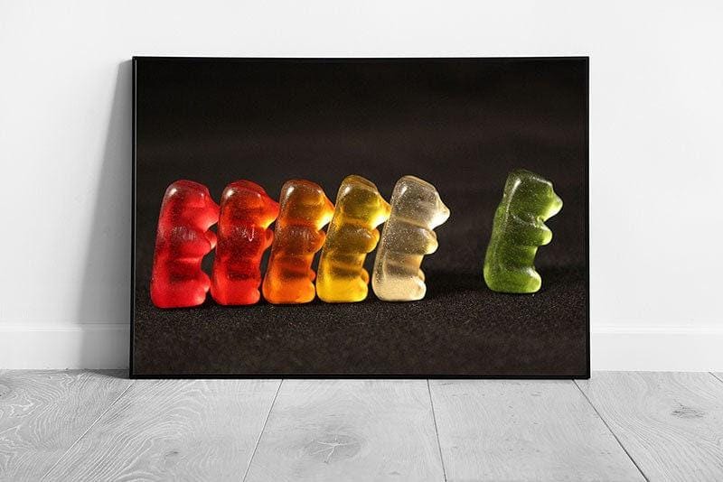 Whimsical Jelly Bears Framed Wall Art Print - Colorful Nursery Décor Ready to Hang - Print Store