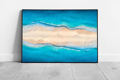Zanzibar Aerial Beach Print: Gold Sand & Blue Ocean Framed Wall Art - Stunning African Coastal Decor - Print Store