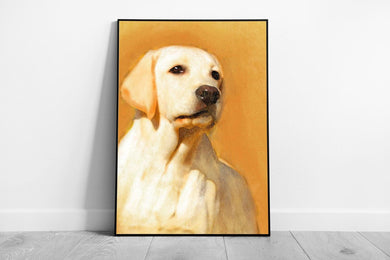 Yellow Labrador Puppy Oil Painting Wall Art Print Framed Decor for Dog Lovers - Print Store