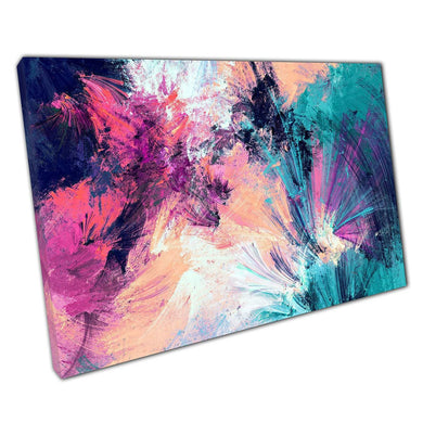 Abstract Blue  Pink Brushstroke Art Print on Canvas for Home Office Decor - Print Store
