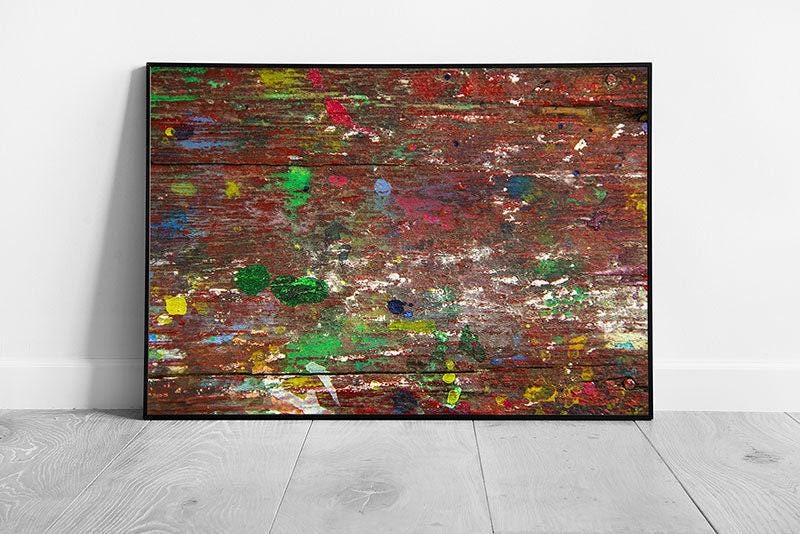 Wood Messily Splattered With Paint Abstract Contemporary Artwork Print Wall Art Print on Paper Framed Picture print - Print Store