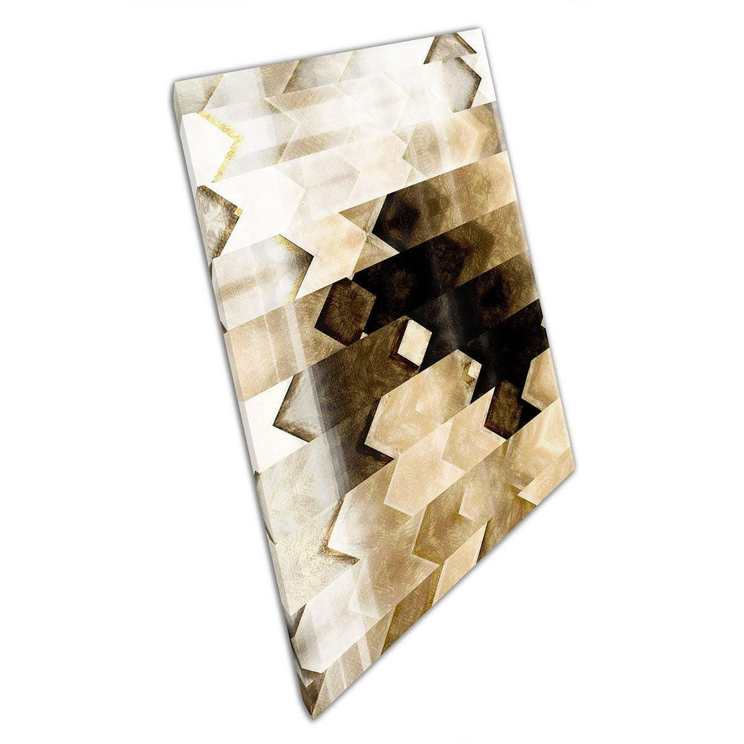 Angular Geometric Abstract Wall Art: Neutral Brown Canvas Print for Modern Minimalist Home Office Decor - Print Store