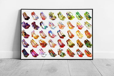 Watercolour Shoe Collection Wall Art Print  Ready to Hang Framed Picture - Print Store