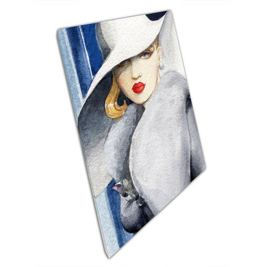 Art Deco Woman Watercolor Canvas Print  Elegant Fashion Illustration for Home  Office Decor - Print Store