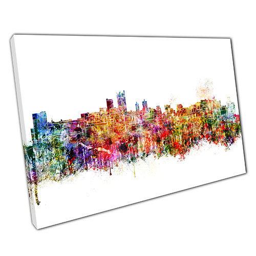 Colourful Leeds Skyline Canvas Print Wall Art for Home or Office Decor - Print Store