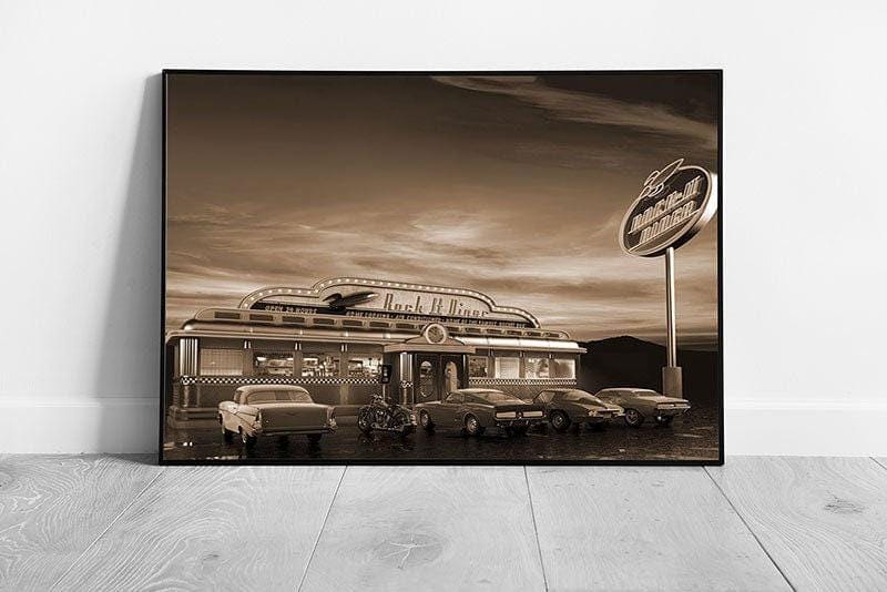 Vintage Roadside Café Art Print American Landmark Ready to Hang - Print Store