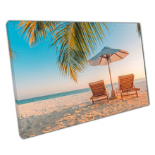Load image into Gallery viewer, Coastal Seascape Canvas: Ocean View Lounge Chairs Beach Print for Home &amp; Office Wall Decor - Print Store
