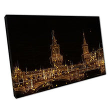 Load image into Gallery viewer, Berlin Golden Lights Canvas Wall Art: Ready to Hang Home Office Decor - Urban Night Cityscape Print - Print Store
