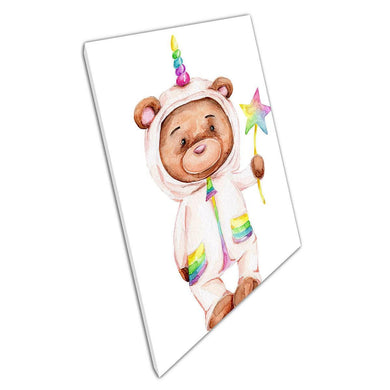 Adorable Teddy Bear in Unicorn Onesie Watercolor Wall Art Print for Kids Room  Home Decor - Print Store