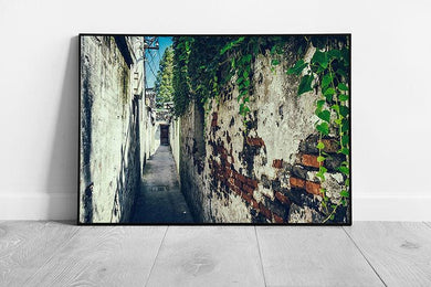 Vintage Chinese Cityscape Framed Print: Anhui Backstreet Brick Architecture Urban Road Scene Wall Art - Print Store