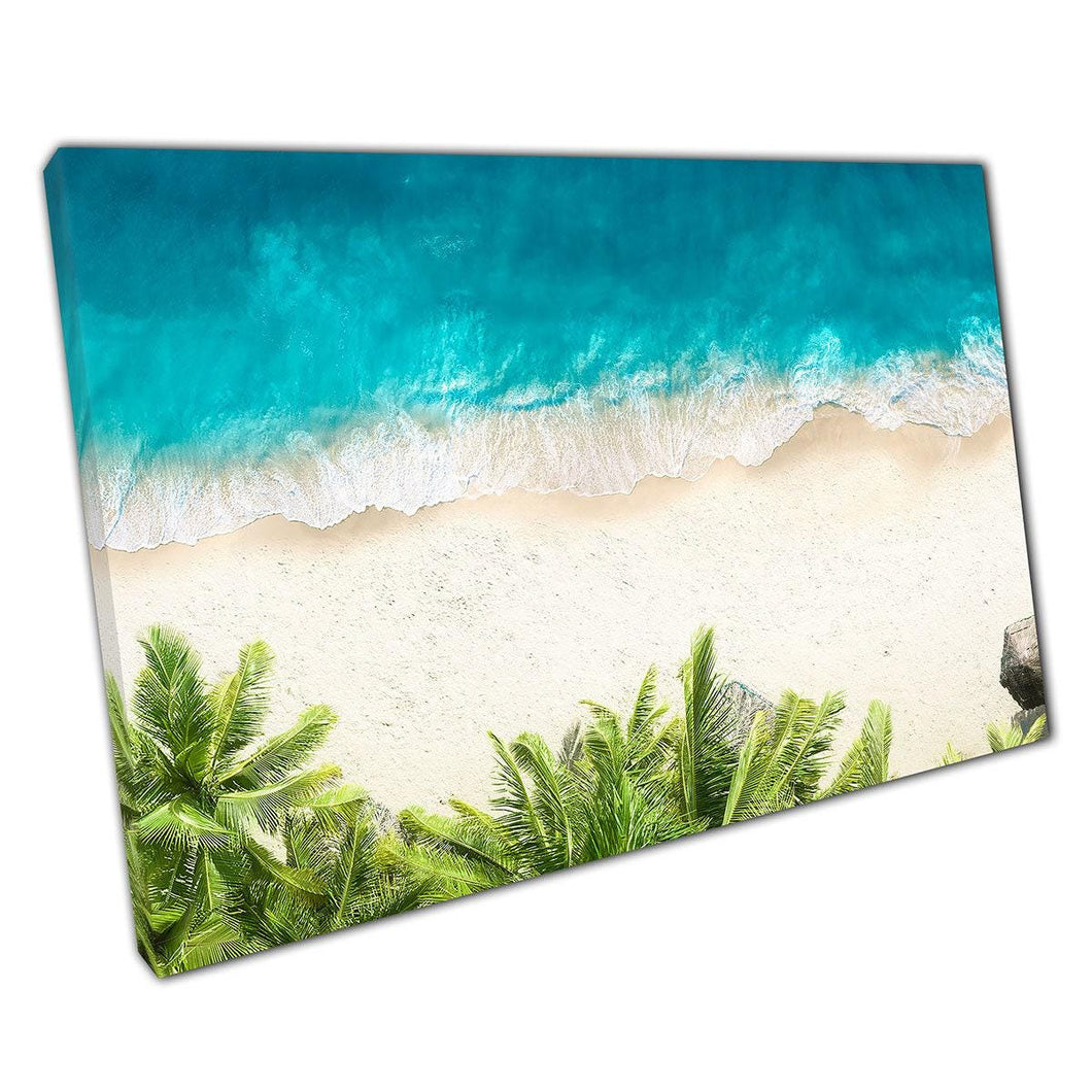Aerial Beach Wall Art Canvas Print - Serene Tropical Decor with Palm Trees - Print Store