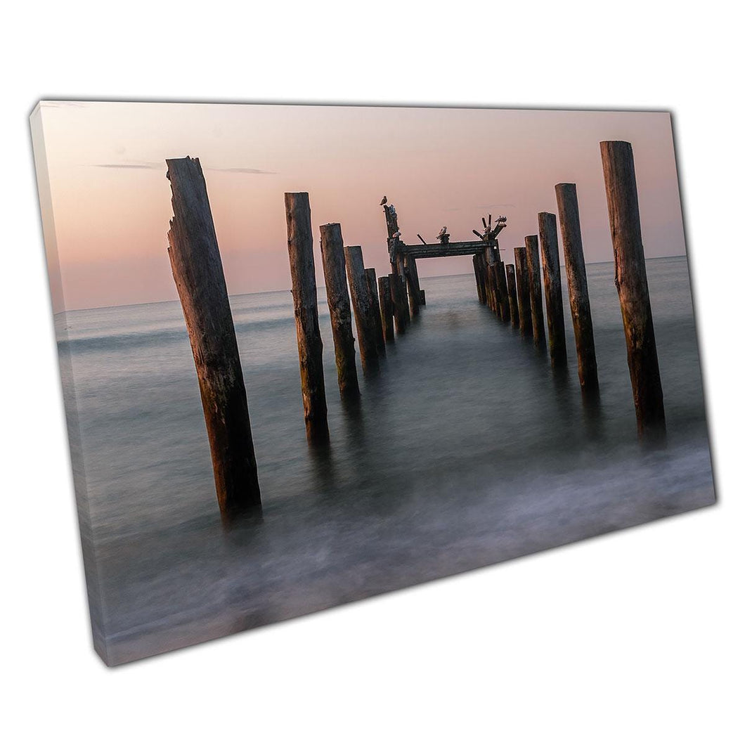 Baltic Sea Long Exposure Canvas Print: Rustic Water Structure Photography for Home & Office Decor - Print Store