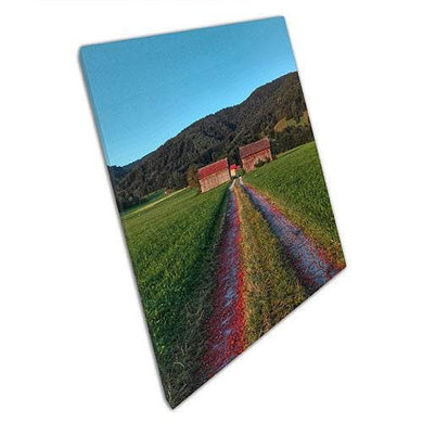 Canvas Wall Art Secluded Barn Yard in Mountain Field - Ready to Hang Home Office Decor - Print Store