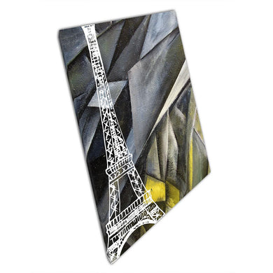 Angular Eiffel Tower Abstract Canvas Print: Yellow Monochrome Wall Art for Home & Office Decor - Print Store