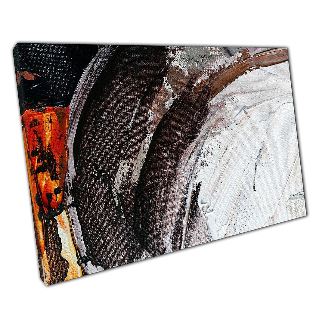 Abstract Brushstroke Wall Art  Orange Black White Canvas Print  Modern Home Office Decor - Print Store