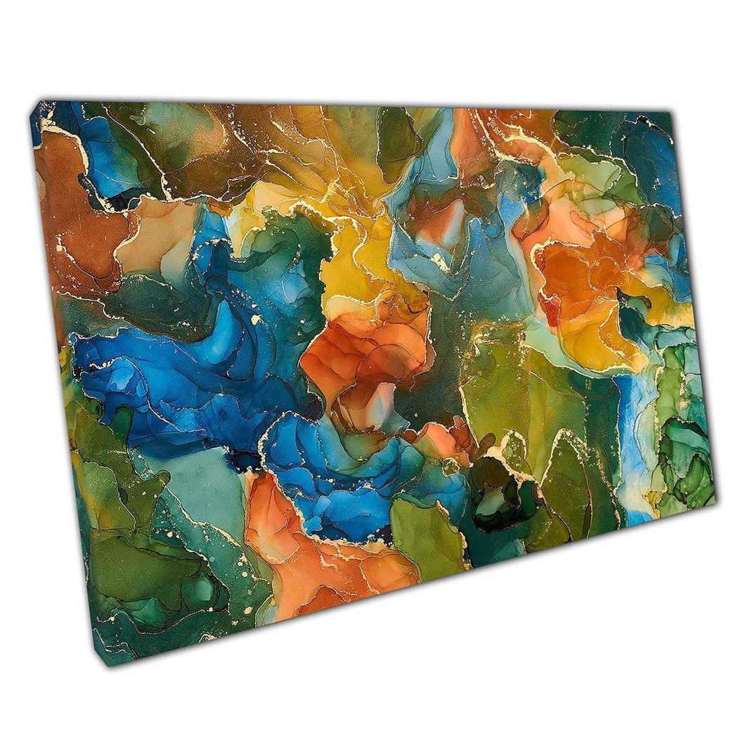 Abstract Alcohol Ink Wall Art Print on Canvas - Earthy Tones for Home Office Decor - Print Store