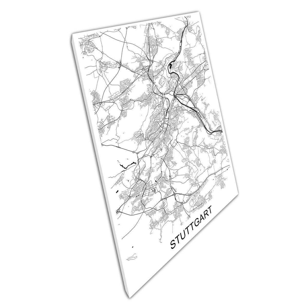 Black  White Urban Map Print of Stuttgart Germany  Minimalist Canvas Wall Art for Home or Office Décor - Print Store