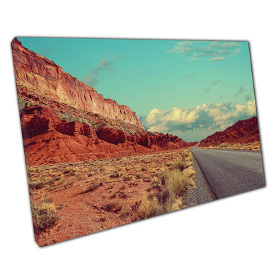 Breathtaking Red Desert Canvas: Southern Utah Landscape with Mountains and Cliffs - Wall Art Decor - Print Store
